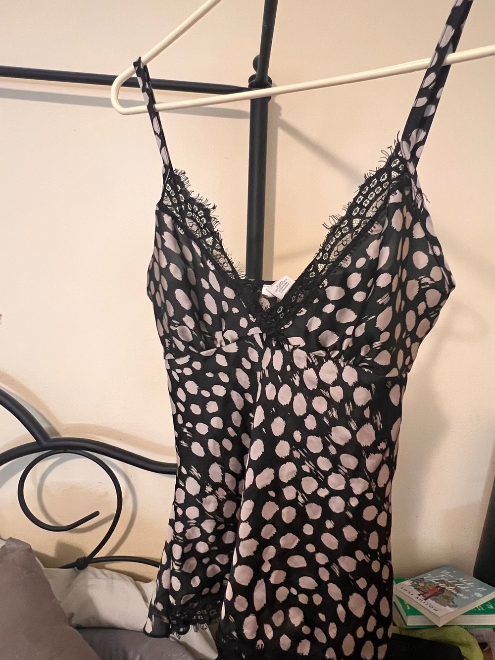 Black Slip with Cream leopard print with lace trim